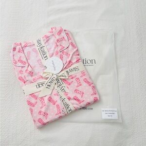 NWT Staykation Pj Matching Set Bamboo Rib Top Shirt With Shorts Cowboy Boot 2XL